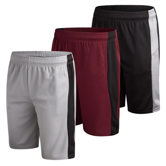 Mad Game Men's Active Shorts - 3 Pack Athletic Quick Dry Gym Basketball Shorts with Side Pockets and Drawstring (Sizes: S-XL)