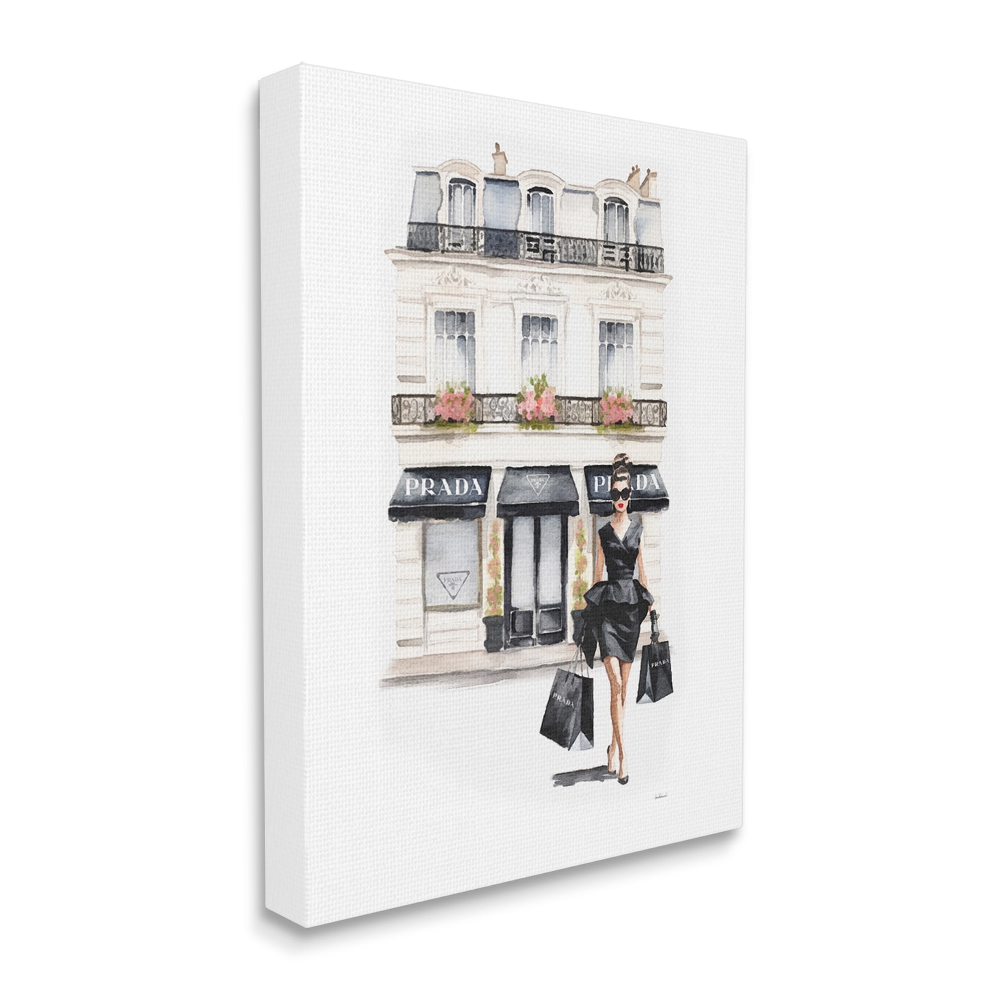 Stupell Industries Trendy Shopping Woman Town & City Painting Gallery Wrapped Canvas Art Print Wall Art, 36 x 48