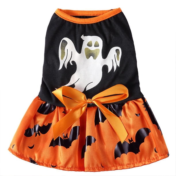 Vestido para perros compatible con la temática de las fiestas de Halloween Patrón de murciélago fantasma Falda para perros compatible con perros Vestido para gatos