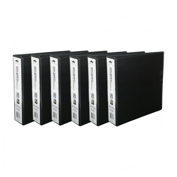 Moustache 6/Pack 2" D-Ring Binder, 3 Rings, Letter Size, Black