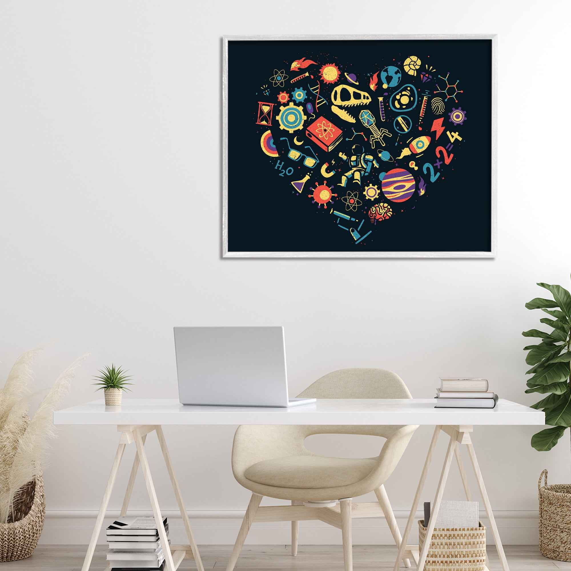 Stupell Industries Retro Science Heart White Framed Giclee Art, design by Tobe Fonseca