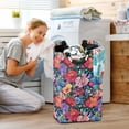 thumbnail image 5 of Yayeee Freestanding Laundry Hamper with Handle Collapsible Large Storage Basket for Clothes, Serene Floral Pattern, 5 of 7