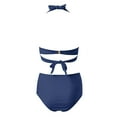thumbnail image 6 of Afdoent Women's Bikini Sets Front Full Coverage Swimsuit V Neck Padded High Waisted Ruched Bikini Set Two Piece Bathing Suit Beach Summer Outfits, 6 of 7