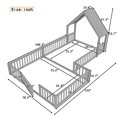 thumbnail image 2 of QZYeYun Full Size House Floor Bed, Double Full Floor Bed with Door and Full-length Guardrails, Multi-function Design, Grey, 2 of 8