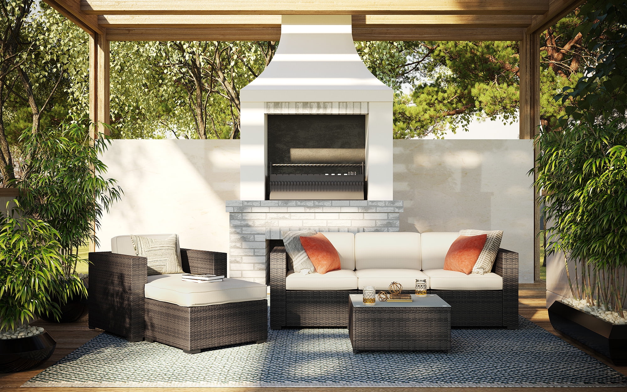 Finefind 6 Piece Patio Conversation Set Garden Cushioned ...