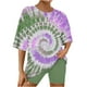 thumbnail image 5 of Conjunto de Pijama de las Mujeres de Manga Corta Sólida de Lechuga Y Pantalones Cortos de 2 Piezas de Poliéster, Pijama Suelto Casual para el Verano, 5 of 6