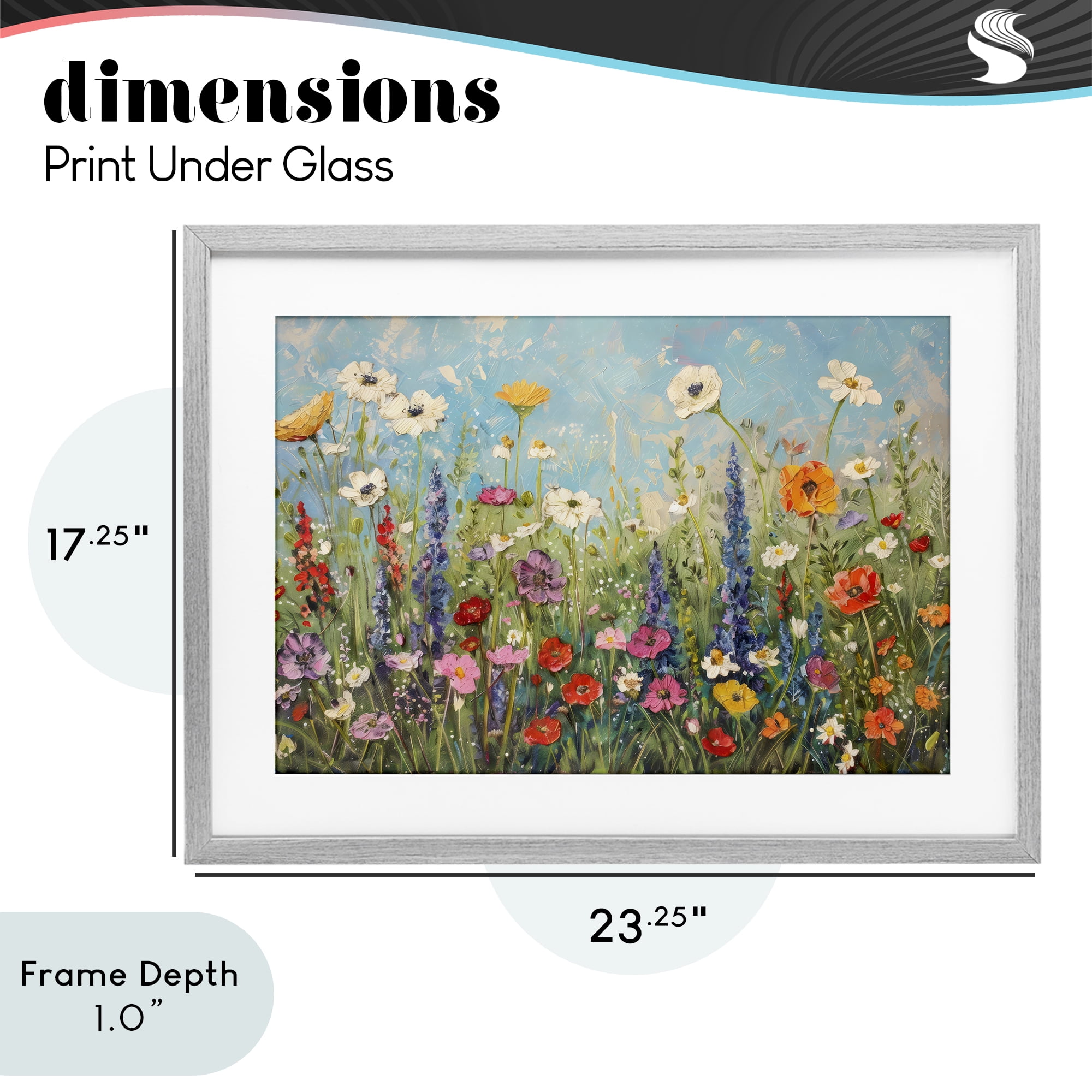 Stupell Industries Wildflower Field of Spring Blooms Gray Framed Print Under Glass, design by Creative Studio