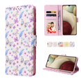 thumbnail image 6 of Mantto for Samsung Galaxy A12 Flower Pattern Leather Wallet Case with Magnetic Clasp Stand and Bank Card Slots Wrist Strap Protective Flip Phone Cover for Samsung Galaxy A12, E, 6 of 8