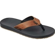 Men's Reef Journeyer Flip Flop Black/Brown Vegan Leather 13 M