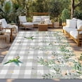 thumbnail image 2 of Watercolor Floral Outdoor Rug for Patio/Deck/Porch, Non-Slip Large Area Rug 5 x 7 Ft, Spring Flowers Birds Plants Gray Plaid Indoor Outdoor Rugs Washable Area Rugs, Camping Rug Carpet Runner, 2 of 8