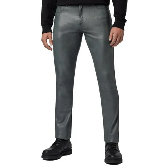 Comfortable Casual Dark Grey Color 100% Lambskin Leather Motorcycle Atheletic Pant For Men Size -28