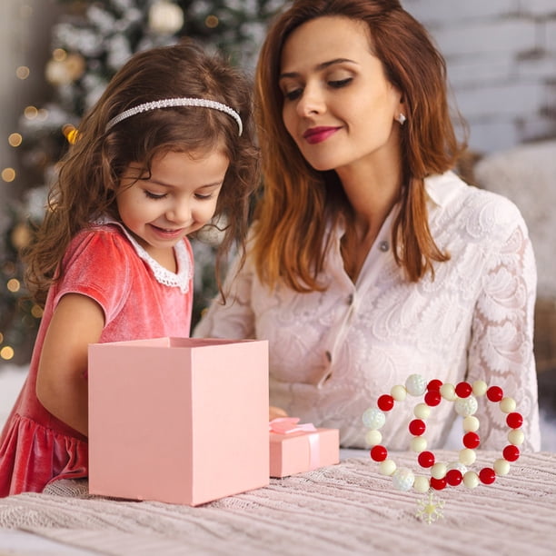 onlyliua para Interior/Exterior Pulsera Navideña con Dibujos Animados, Bonita Pulsera de Cuentas, Joyería de Mano, Regalo de Navidad