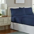thumbnail image 3 of Pointehaven Flannel Deep Pocket Set with Oversized Flat Sheet, Twin, Navy, 3 of 7