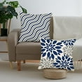 thumbnail image 4 of Dahlia Floral Pillow Covers 18x18Inch Set of 4, Navy Blue Gray Geometric Modern Abstract Home Sweet Home Decorative Pillow Covers, Pillow Cushion Cases for Room Sofa Bed Home Decor, 4 of 6