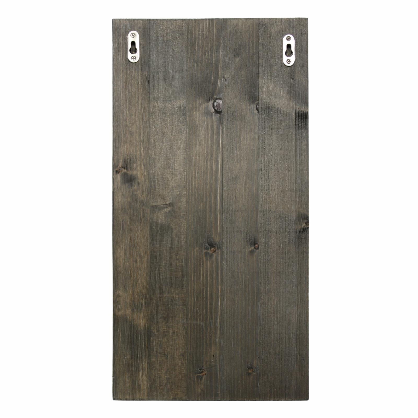 Elegant Designs 20" Lucca Wooden Wall Mounted Wine Bottle & Glass Shelf, "Life Happens Wine Helps", Restored Wood