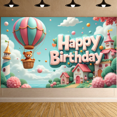 thumbnail image 5 of Colorful Balloons Happy Birthday Banner Teddy Bear Hot Air Balloon Decorative Design for Kid's Birthday Party Celebration Indoor Decoration, 5 of 8