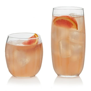 Libbey Samba Tumbler and Rocks Glasses Set of 16, All Purpose Everyday Drinking Glasses Set, Dishwasher Safe Kitchen Glassware Set for Holidays Events