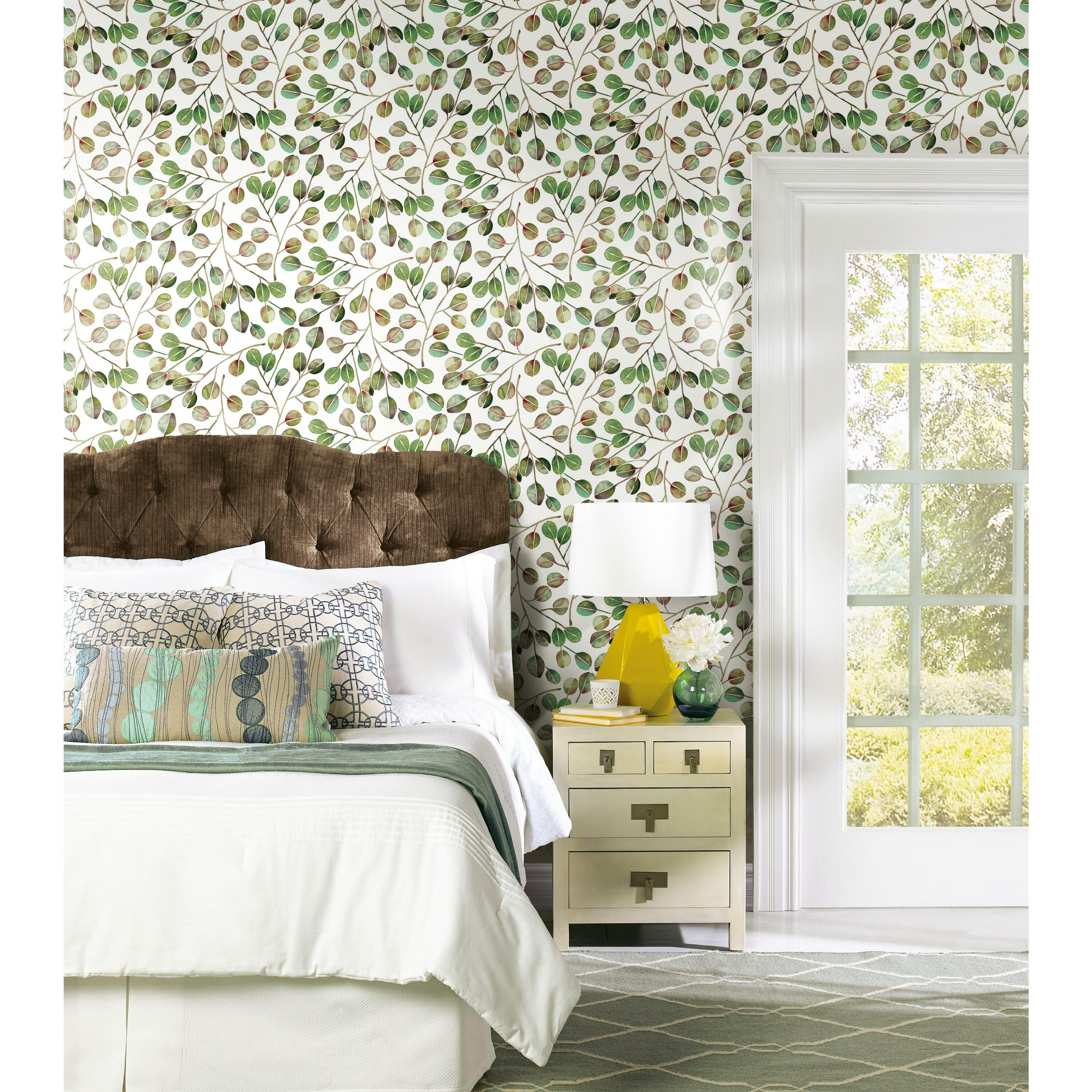 RoomMates Cat Coquillette Green Eucalyptus Botanical Peel and Stick Wallpaper