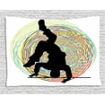 thumbnail image 1 of Hip Hop Tapestry, Teenage Hip Hop Dancer Dancing on Hand Stand Doing Head Spin Colorful Image Print, Wall Hanging for Bedroom Living Room Dorm Decor, 80W X 60L Inches, Multicolor, by Ambesonne, 1 of 2