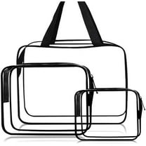 Vorkoi Clear Travel Toiletry Bag with Zipper Make-up Pouch Handle Straps Waterproof Packing Organizer Storage Diaper Pencil Bags