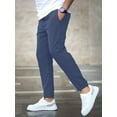thumbnail image 4 of Men's Stretch High Multi Pockets Durable Pants Men Comfy Lightweight Drawsting Work Hiking Elastic Waist Stretch Comfy Work Dress Pants Blue M, 4 of 5