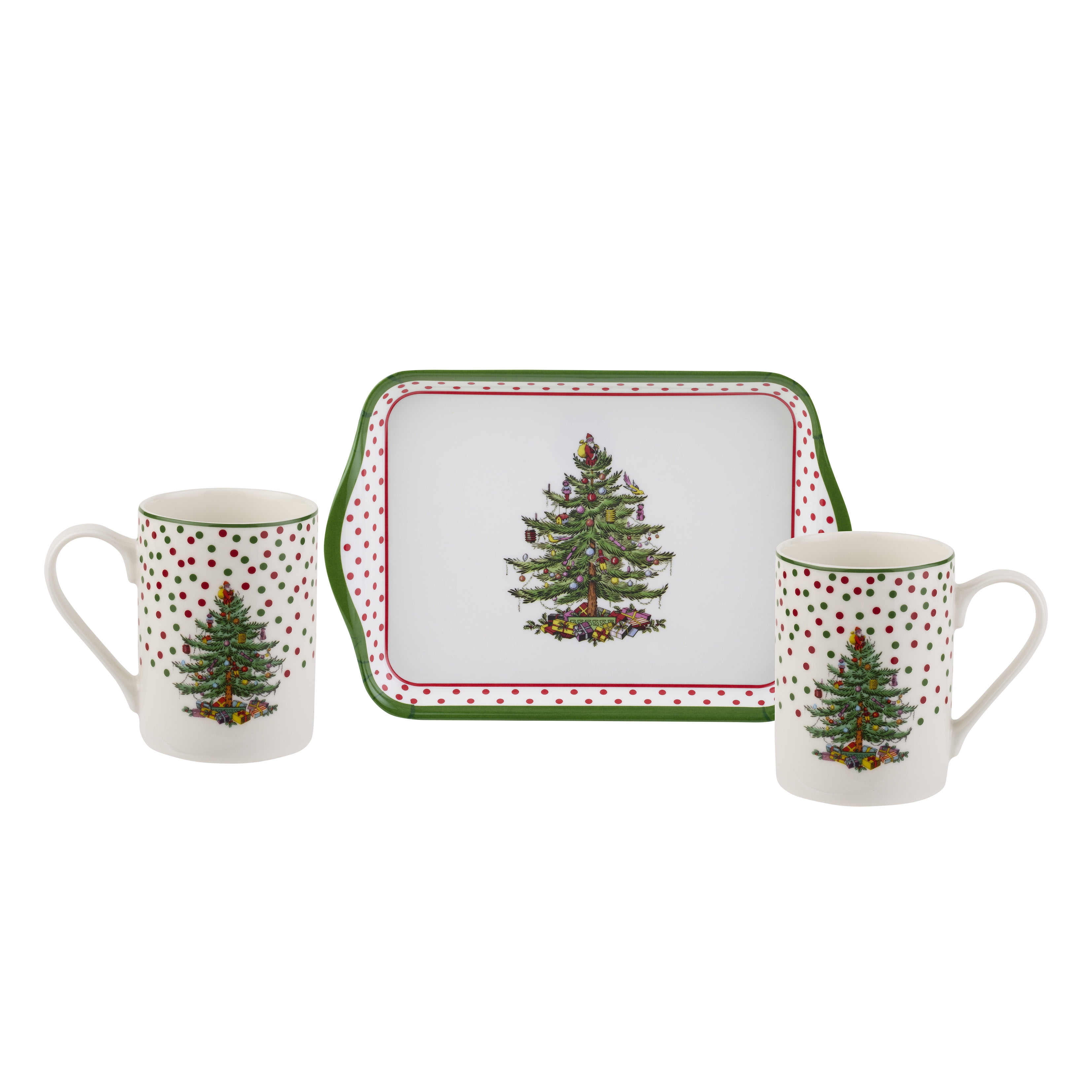 Spode Christmas Tree Collection Polka Dot Mug and Tray Set Tray