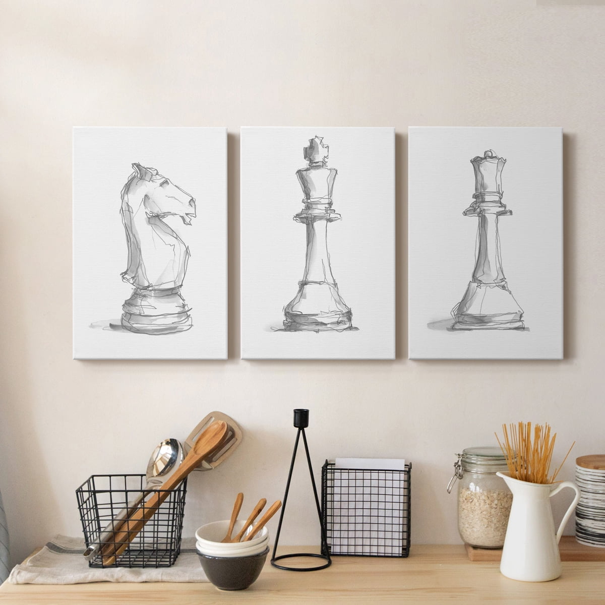 Chess Piece Study I Premium Gallery Wrapped Canvas - Ready to Hang - 32 x 48 Each