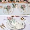 thumbnail image 2 of Cloth Napkins Set of 6 - 20x20 Inches, Watercolor Roses Washable Reusable Table Napkins, Spring Flowers Leaves Butterflies Light Beige Soft Absortbent Dining Napkin for Party Wedding Hotel Restaurant, 2 of 8