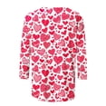 thumbnail image 5 of Penkiiy Chemises de la Saint-Valentin pour Femmes Manches 3/4 Col Rond Blouses Décontractées Imprimé Mignon Tuniques Tops 2025 S Multicolore, 5 of 5