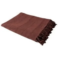 thumbnail image 4 of Ox Bay Sarra Burgundy Striped Fringed Ultra-Soft Turkish Cotton Reversible Throw Blanket, 50" x 60", 4 of 8