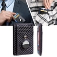thumbnail image 5 of Cartera para hombre con soporte, cartera delgada y minimalista con bolsillo frontal para bloquear cartera con ventana de identificación (negro mate de paja), 5 of 5
