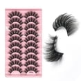 thumbnail image 1 of Juego de Pestañas para Ocasiones Especiales, 10 Pares de Pestañas Rizadas 3D Elegantes con Banda Transparente, 1 of 5
