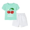 thumbnail image 3 of HILEELANG Little Girls 100% Cotton Stay Sweet Cherry Short Set, Sizes 6T, 3 of 7