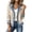Beige Cropped, variant on Women's Knit Denim Blazer Jacket Spliced Contrast Trim Button Front Lapel Collar Long Sleeve Casual Dressy Vintage Spring Fall Jean Outerwear White
