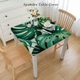 thumbnail image 2 of COMIO Spring Summer Tropical Green Leaf Waterproof Resistant Fabric Square Tablecloth White, 2 of 7