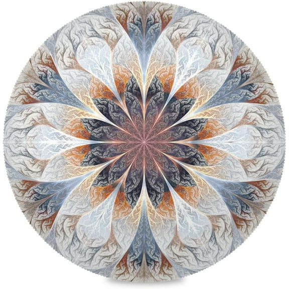 Retro Mandala, Elastic Fitted Edged Round Tablecloth Fade Resistant Anti-Shrink Table Cloth Washable Cover for Indoor or Outdoor and Anywhere You Wanna use it, 48''X48''