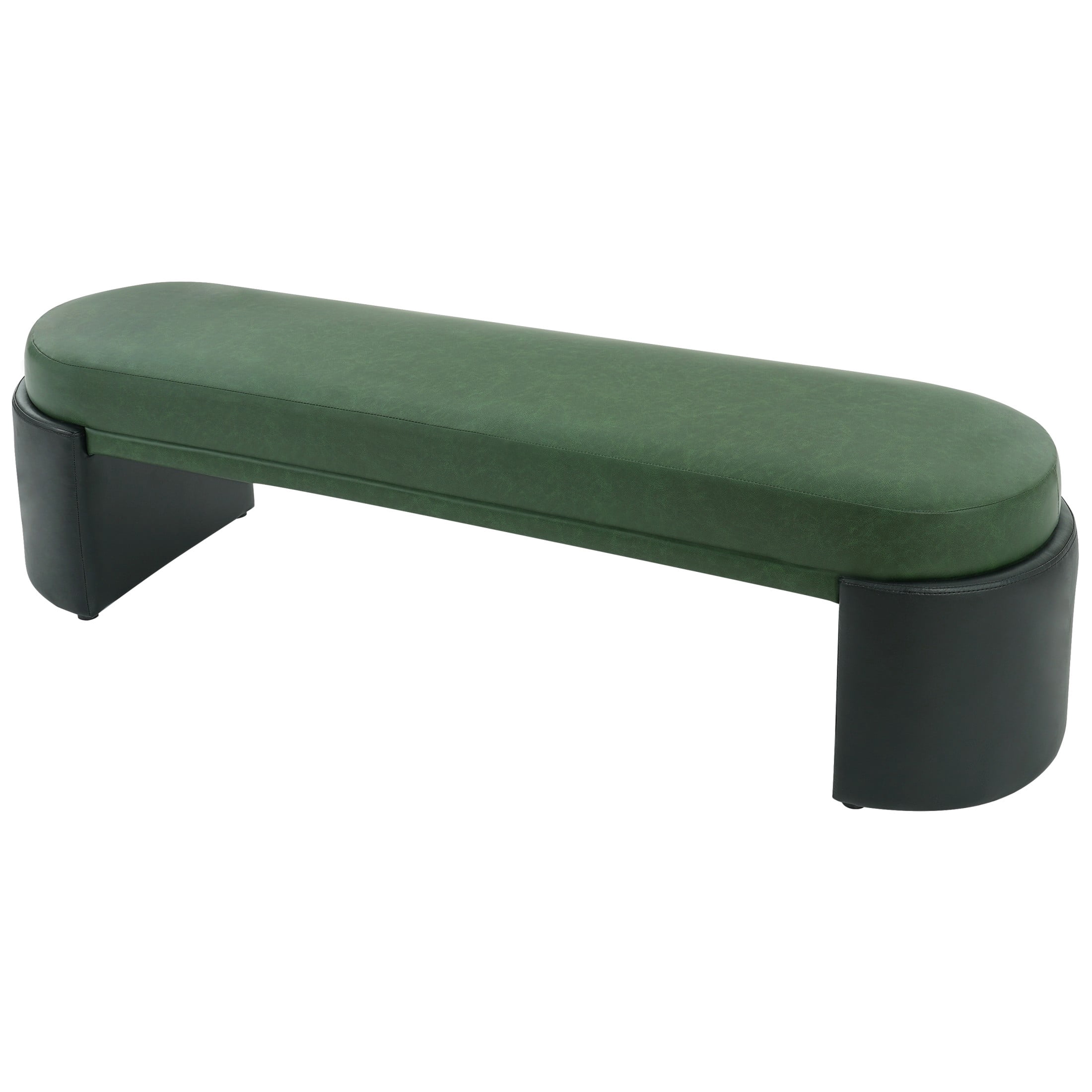 Christopher Knight Home 62.8" Modern PU Leather Upholstered Ottoman Bench with Legs, Green+Black