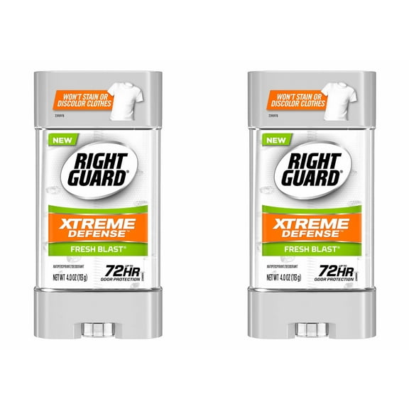 Right Guard Unisex Xtreme Defense 5 Antiperspirant Deodorant Gel Fresh Blast, 4 oz, 2 Pack