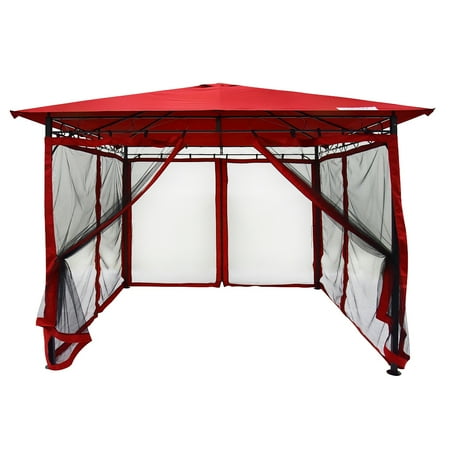 Screen Patio Ideas Quictent 10x10 Gazebo Canopy with Mosquito Netting Screened Garden Gazebo Canopy Soft top for Deck, Patio and Backyard Waterproof (Red) ()