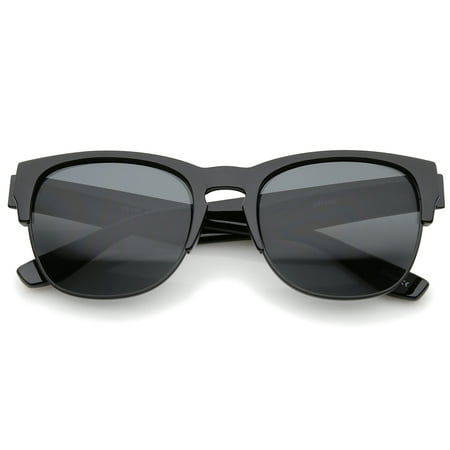 sunglassLA - Contemporary Wide Temple Keyhole Nose Bridge Half-Frame Sunglasses - 54mm