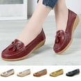 thumbnail image 2 of Mepaouo Women's Slip ons Low Wedges Leather Casual Loafer Shoes Nurse Work Walking Shoes(Coffee,6.5), 2 of 3