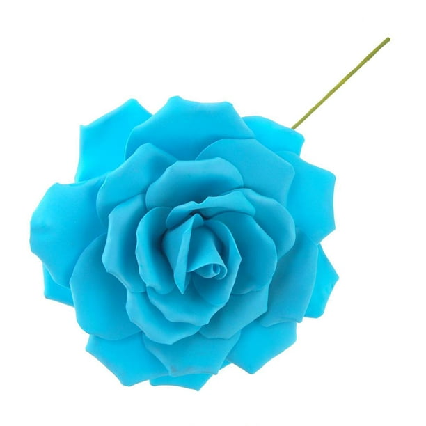 Rose Foam Flower with Stem, Turquoise, 13-Inch - Walmart.com - Walmart.com