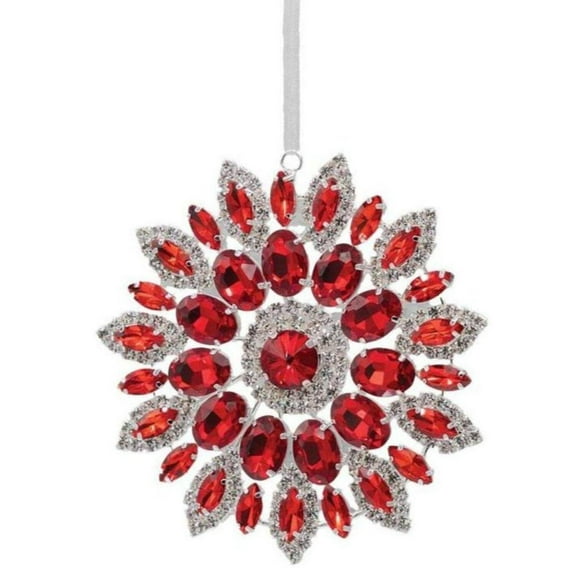 4.25in Hanging Faux Jewel Ornament: Red