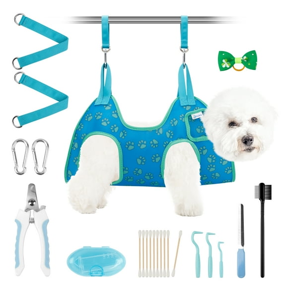DIZIBIZ Pet Grooming Hammock Kit - Soft Pet Hammock Kit - 30lbs, Sky Blue