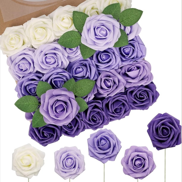 Espuma N&T NIETING de flores artificiales, 50 unidades, color rosa morado, con tallos