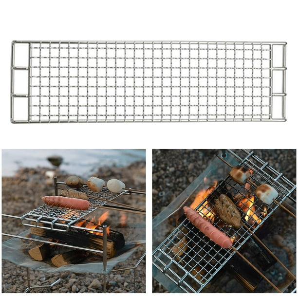 Parrilla para , rejilla de alambre de malla, canasta para asar de material acero inoxidable, parrilla portátil para cocinar, carne, pescado, utensilios L DYNWAVEMX Cesta de parrilla
