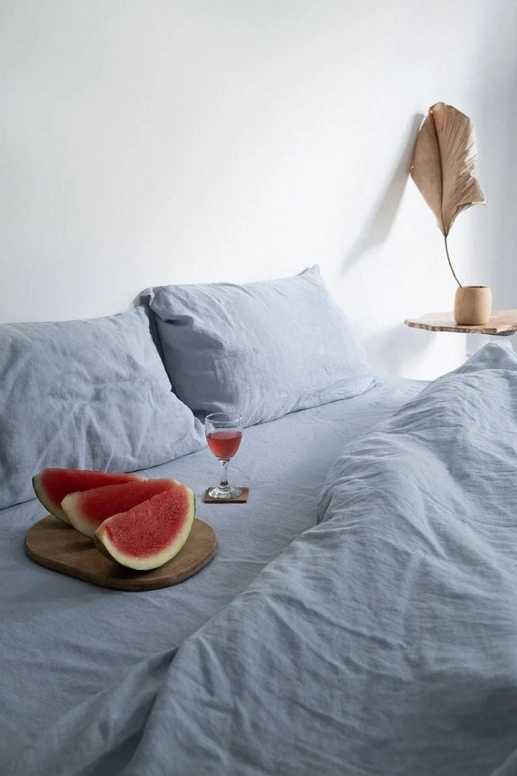 Pavish Export Sky blue linen duvet cover 1 duvet cover Softened linen Light blue comforter cover Quilt cover Coconut buttons Twin