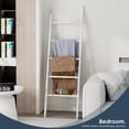 thumbnail image 4 of Blanket Ladder for The Living Room and Bedroom, 5-Tier Wall Leaning Rustic Decorative Farmhouse Blanket Rack, Quilt Rack, Ladder Shelf, Easy Assembly, White Wash, 4 of 8