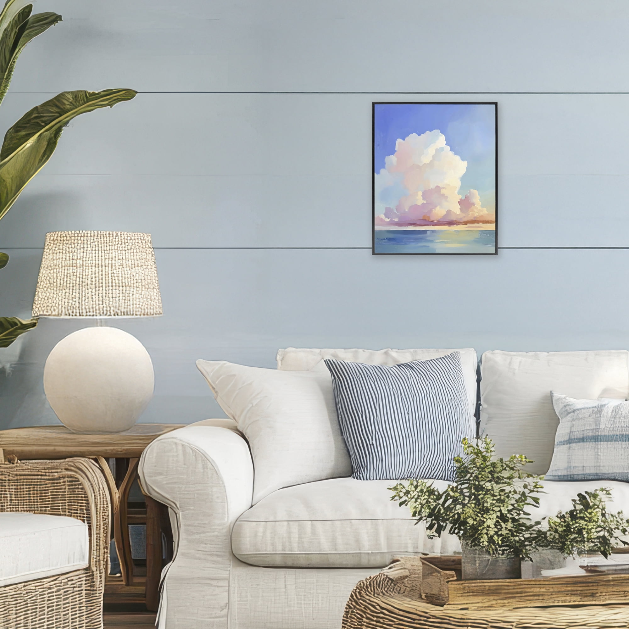 Stupell Industries Dreamy Pastel Clouds over Sea Black Framed Giclee Art, design by The Prints Vibe