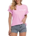 thumbnail image 3 of Graphic Tees for Women T-Shirts Casual Short Sleeve Round Neck Tee with Printed Design for Everyday Wear ( Women's T-Shirts) Pink M, 3 of 6